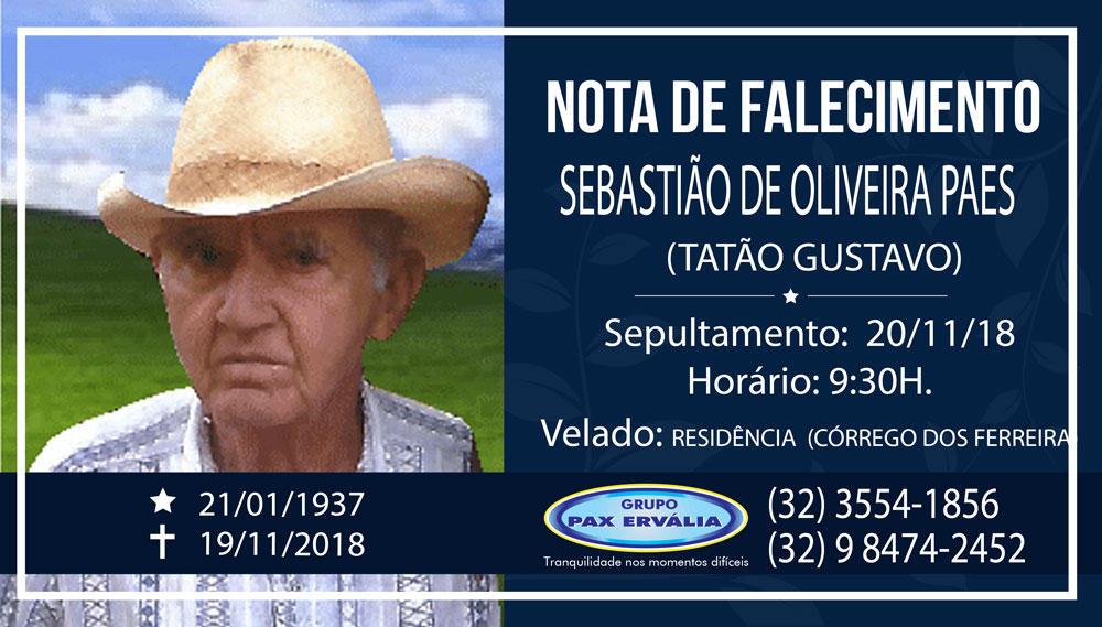 SEBASTIÃO DE OLIVEIRA PAES - Grupo Pax Ervália